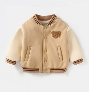 Jacket : Jas Kinderen Bruin - Exclusieve Beperkte Editie Honkbalbeer in Beige van Pantino
