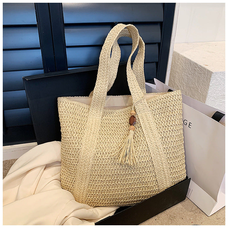 bags : Handtas Dames Bruin - EcoChic - Rattan in Beige van Pantino