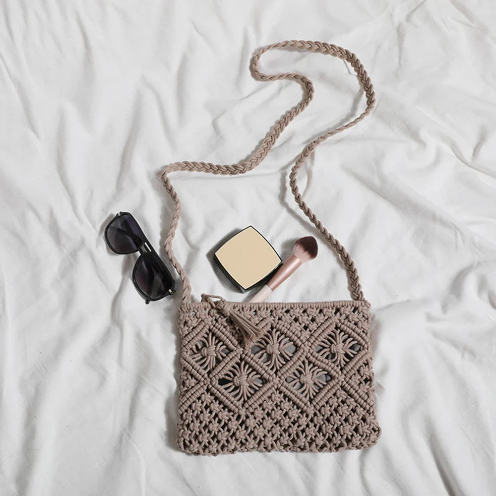 bags : Boho Schoudertas Dames - Katoenen Touw Gevlochten Eco - Katoen in van Pantino