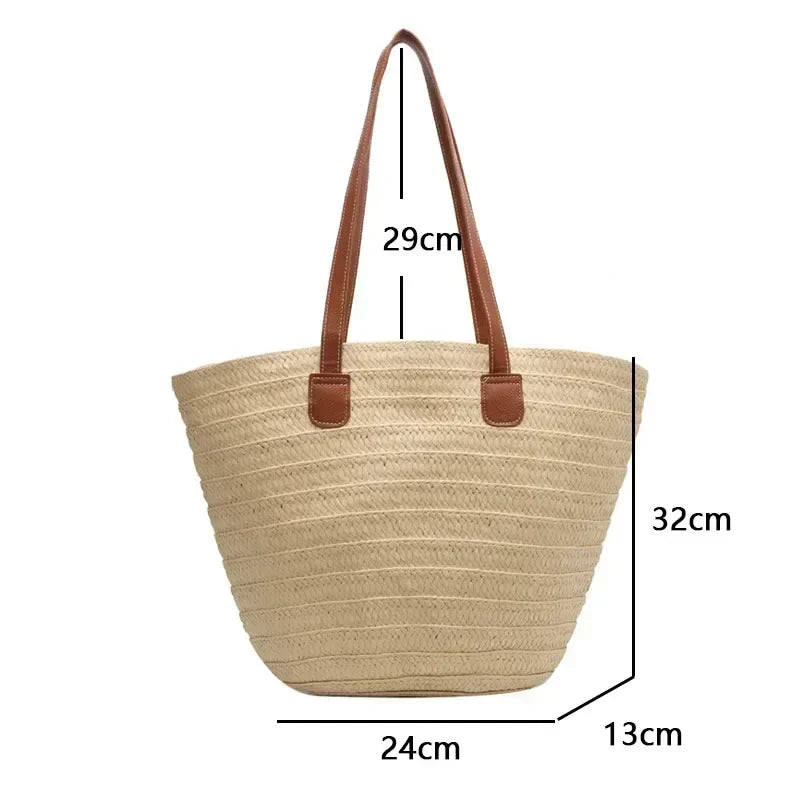 bags : Mandschoudertas Dames - Gevlochten Stro Rustiek Design - Stro in van Pantino
