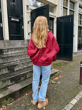 Jacket : Jas Dames Rood - Chic Imitatieleren in van Pantino