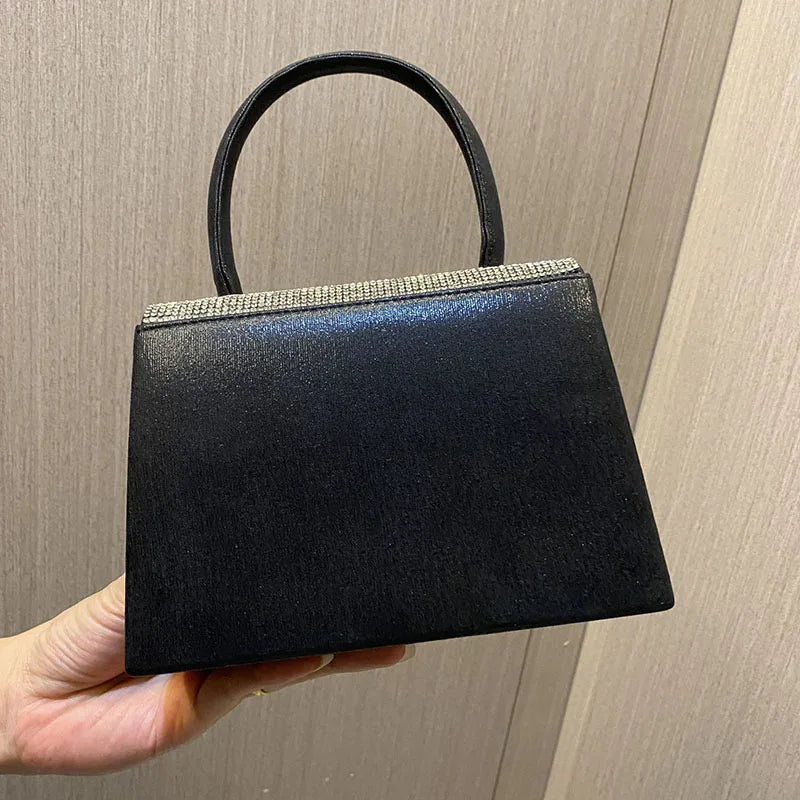 bags : Clutch Dames Zwart - Verfraaid Kristallen Strik Avond - Stof in van Pantino