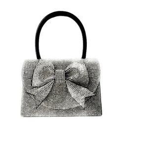 bags : Clutch Dames Zwart - Verfraaid Kristallen Strik Avond - Stof in van Pantino