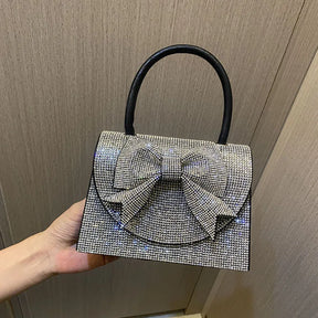 bags : Clutch Dames Zwart - Verfraaid Kristallen Strik Avond - Stof in van Pantino