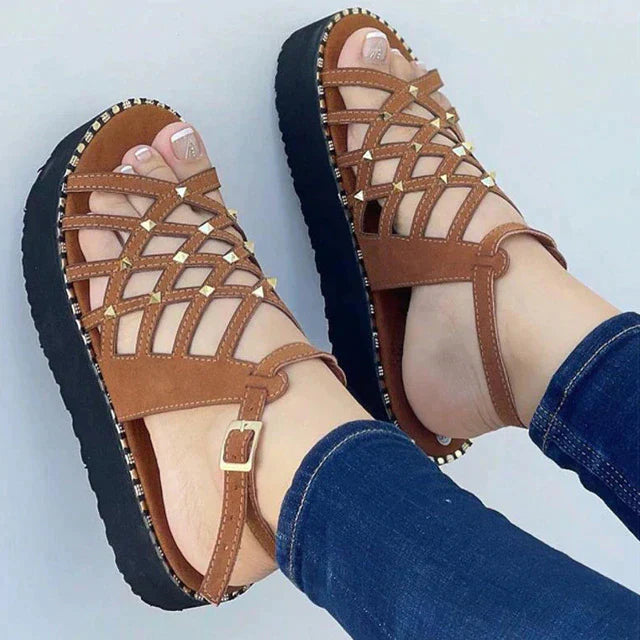 Sandals : Sandalen Dames Zwart - Stijlvolle Pastel Schuimzool - Brengt Elegantie en Comfort naar Elke Stap in Bruin van Pantino