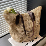 Bohemian Straw Shoulder Bag Women - Large Woven Summer Design - Straw