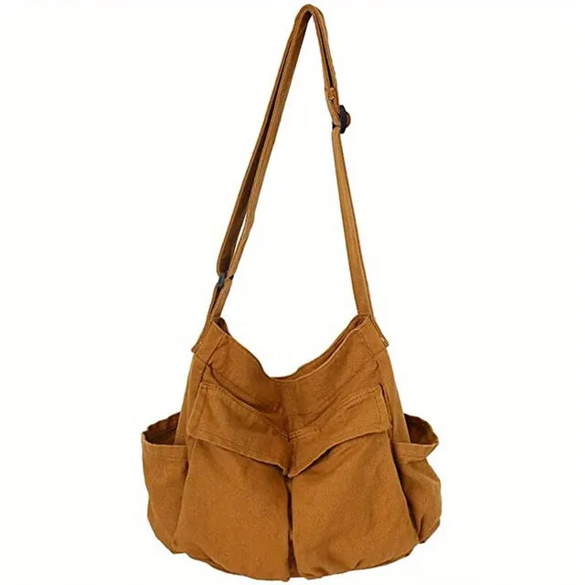 bags : Crossbody Tas Dames Zwart - Vintage Canvas Handtas voor dagelijks gebruik in Khaki van Pantino