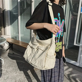 bags : Crossbody Tas Dames Zwart - Vintage Canvas Handtas voor dagelijks gebruik in van Pantino