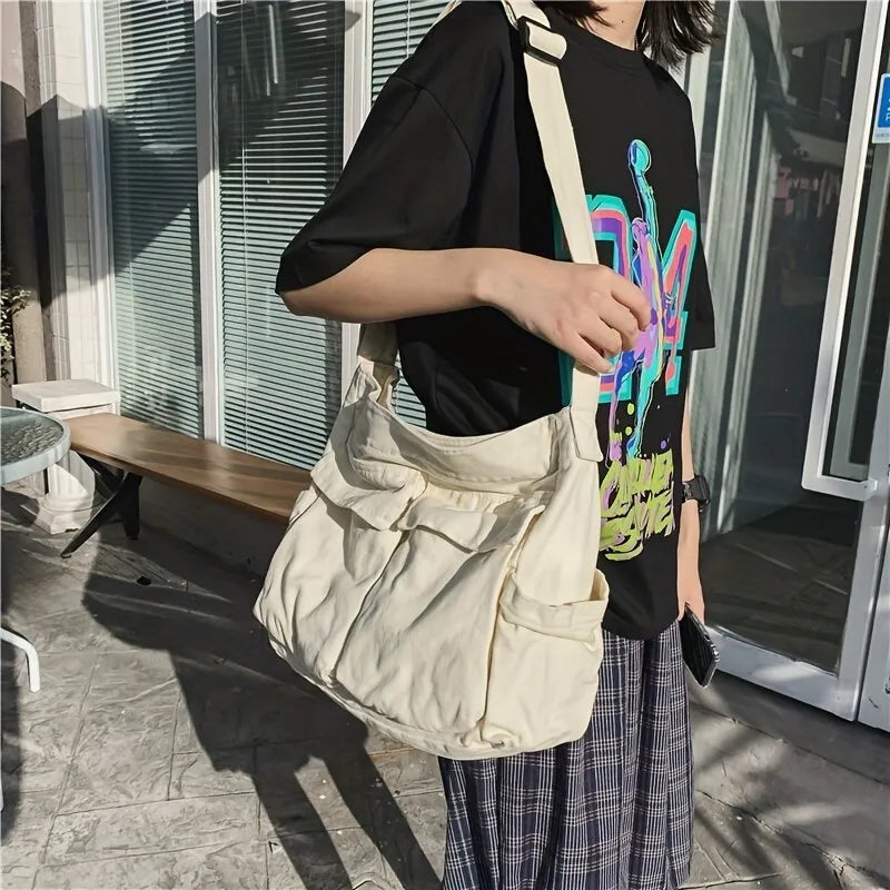 bags : Crossbody Tas Dames Zwart - Vintage Canvas Handtas voor dagelijks gebruik in van Pantino