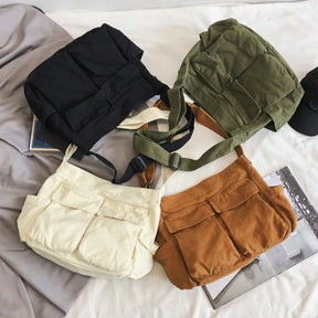 bags : Crossbody Tas Dames Zwart - Vintage Canvas Handtas voor dagelijks gebruik in van Pantino