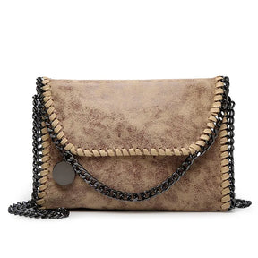 bags : Clutch Dames Bruin - Isabel Suède met Kettingdetail in van Pantino