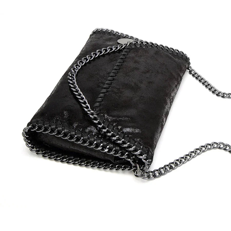 bags : Clutch Dames Bruin - Isabel Suède met Kettingdetail in van Pantino