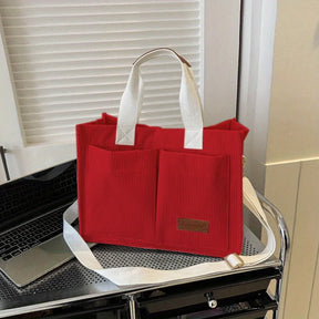 bags : Schoudertas Zwart - Stijlvolle Corduroy in Rood van Pantino