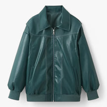 Jacket : Jas Dames Rood - Chic Imitatieleren in Groen van Pantino