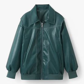 women's jacket : Jas Dames Rood - Chic Imitatieleren in Groen van Pantinoshop