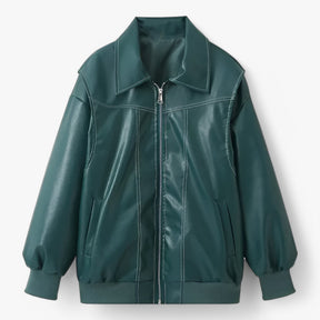 Jacket : Jas Dames Rood - Chic Imitatieleren in Groen van Pantino