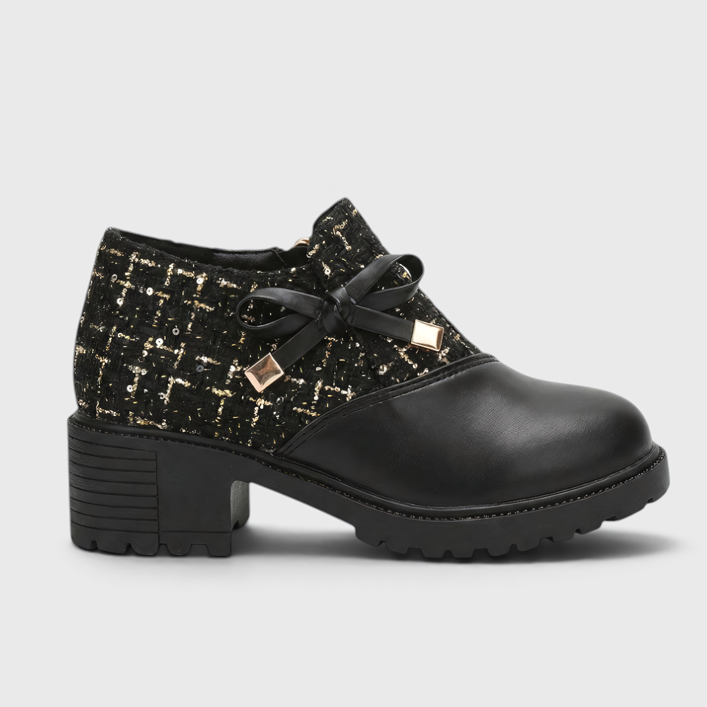 AS - Womens - Heels : Julia - Schoenen met lage hak en ritssluiting in Zwart van Loranza