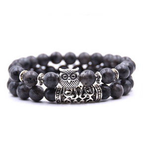 Bracelet : Armband Dames Blauw - Uil Steen 8mm in Zwart van Pantino