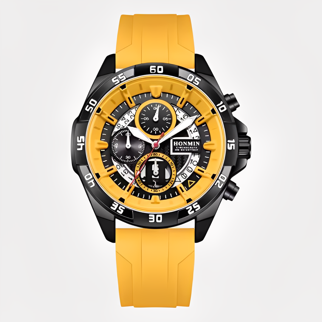 Watches : Horloge Zwart Zilver - Tactisch en Robuust - Waterdicht Sporthorloge voor Elke Avonturier in Geel van Pantino