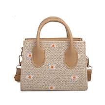 bags : Gevlochten Handtas Dames Beige - Bloem Accenten Bohemian - Stro in Khaki van Pantino