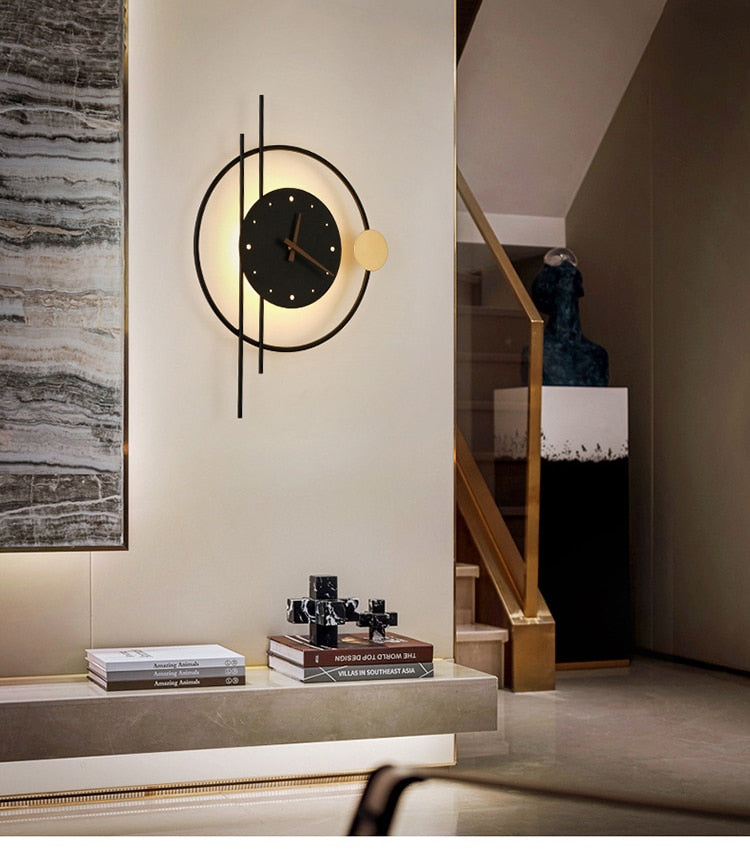 home & garden : Zeitkunst Wandklok - Chic Horloge met Licht - Perfect voor een Verfijnde en Praktische Interieur in Zwart van Pantino