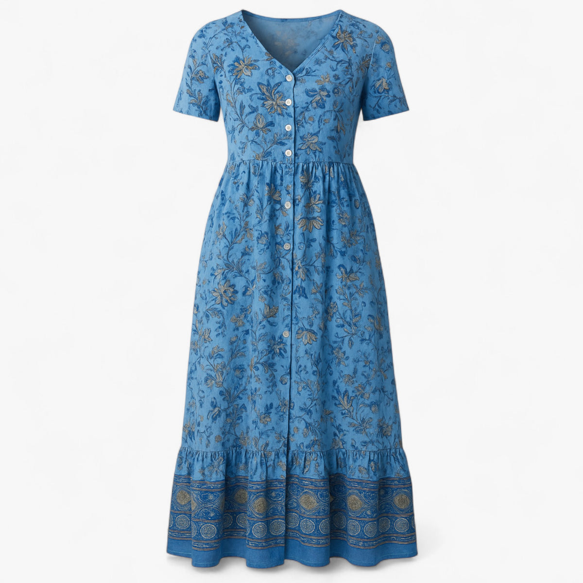 Women's Dress : Zomerjurk Dames met Bloemenprint Casual - Blauw in Blauw van Pantino
