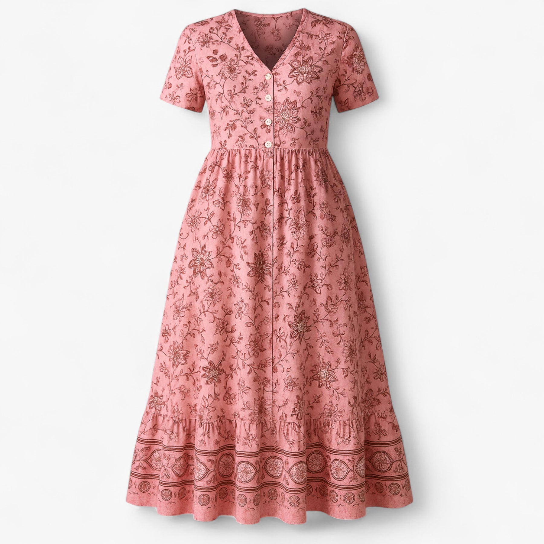 Women's Dress : Zomerjurk Dames met Bloemenprint Casual - Blauw in Roze van Pantino