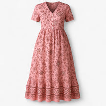 Women's Dress : Zomerjurk Dames met Bloemenprint Casual - Blauw in Roze van Pantino