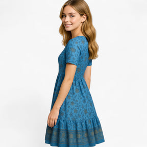 Women's Dress : Zomerjurk Dames met Bloemenprint Casual - Blauw in van Pantino