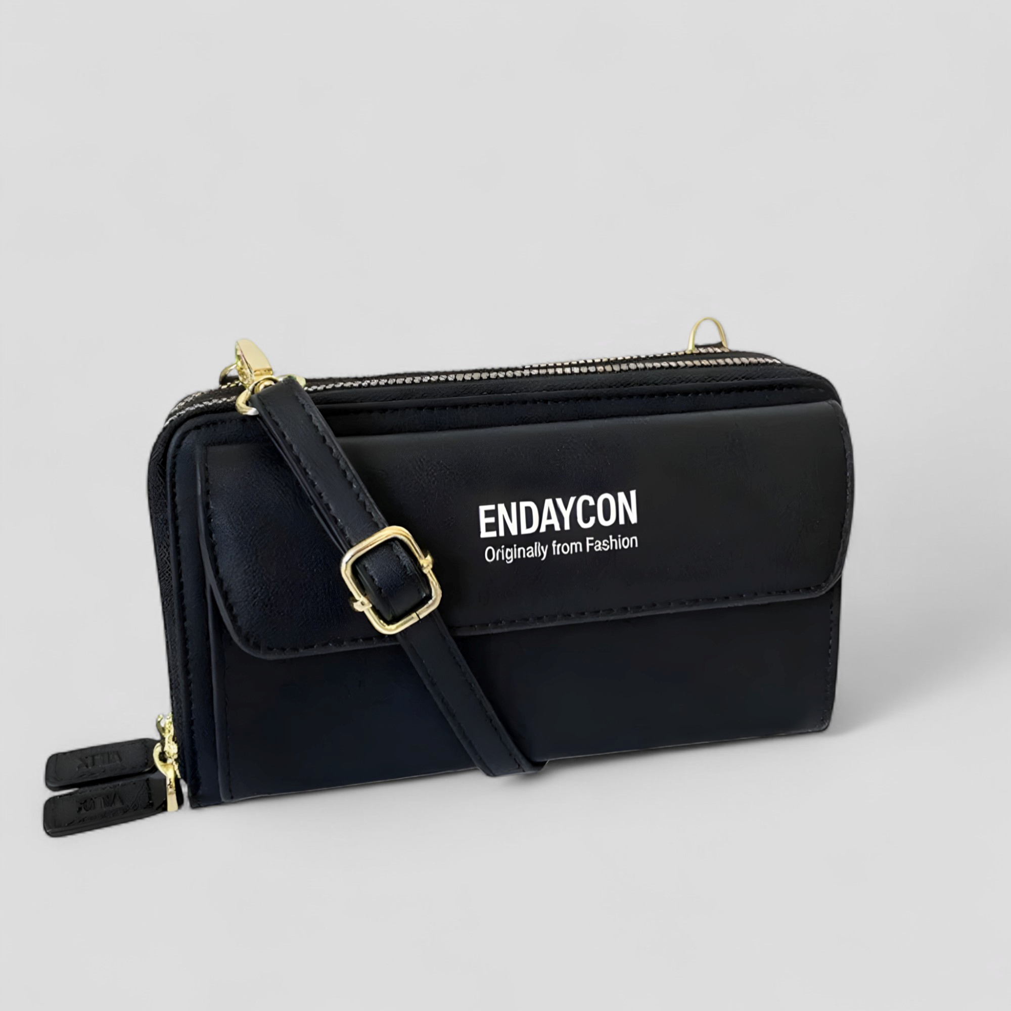 bags : EviBella - Compact Telefoontasje - Zwart in Zwart van Pantino