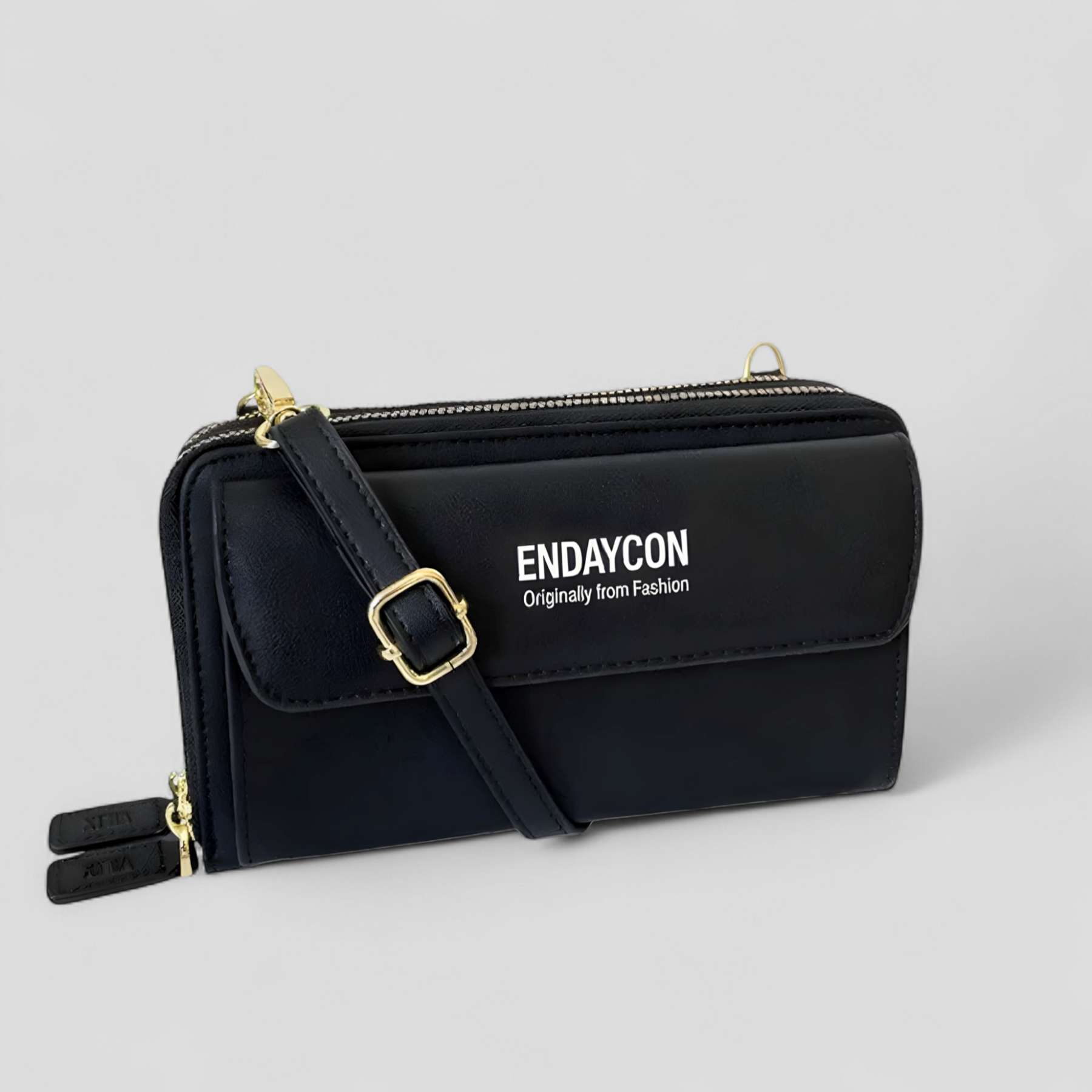 bags : EviBella - Compact Telefoontasje - Zwart in Zwart van Pantino