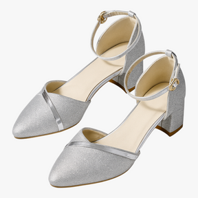 Dameshakken : Elegante Pumps met Blokhak in Verfijnde Kleuren in Argent van Pantino