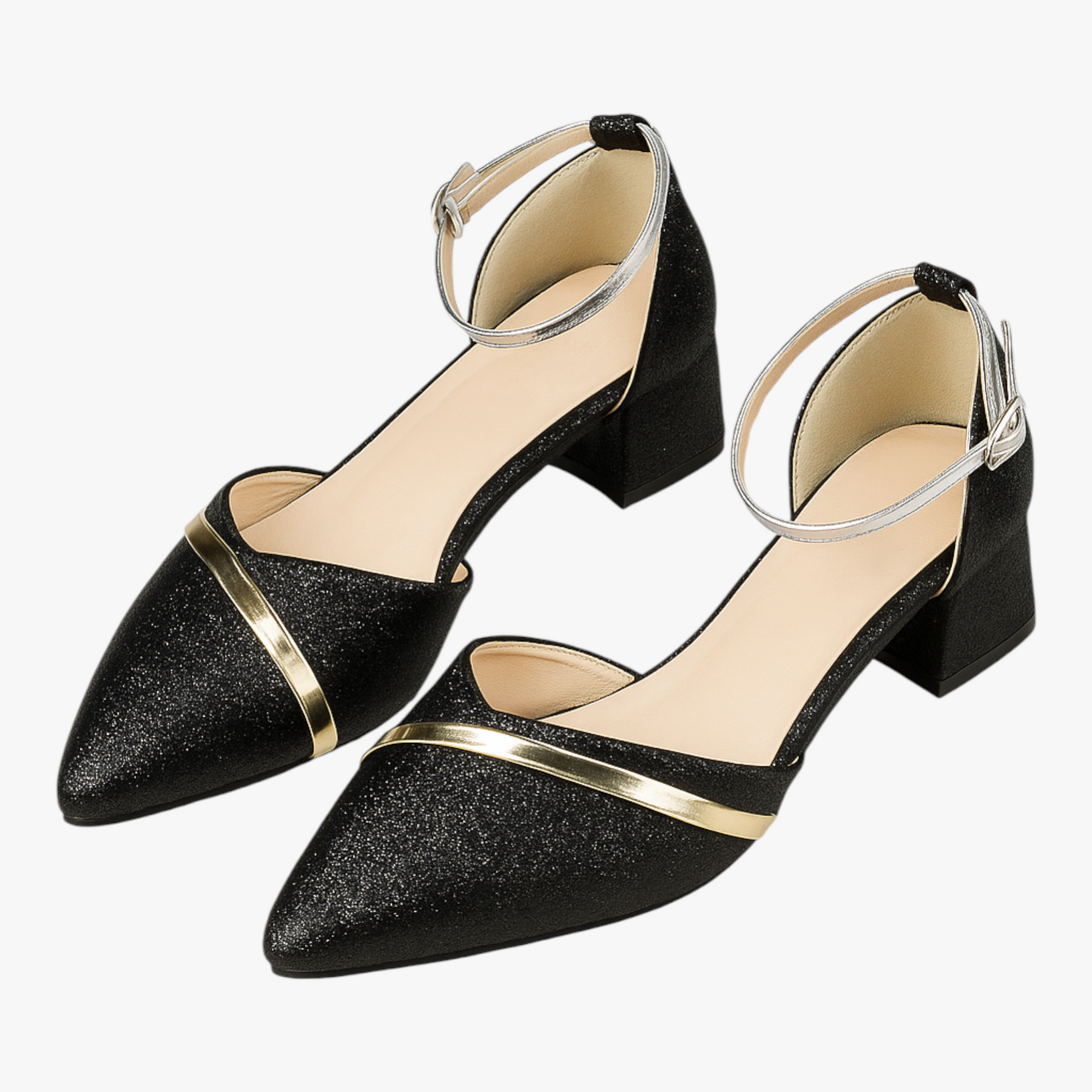 Dameshakken : Elegante Pumps met Blokhak in Verfijnde Kleuren in Zwart van Pantino