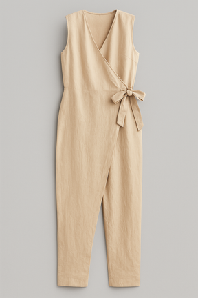 Jumpsuit : Jumpsuit Dames Zonder Mouwen - Rood in Beige van Pantino