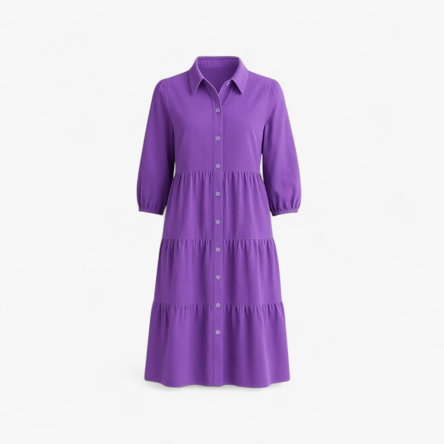 Dress : Lange Jurk Dames met Collo A Revers in Porpora van Pantino