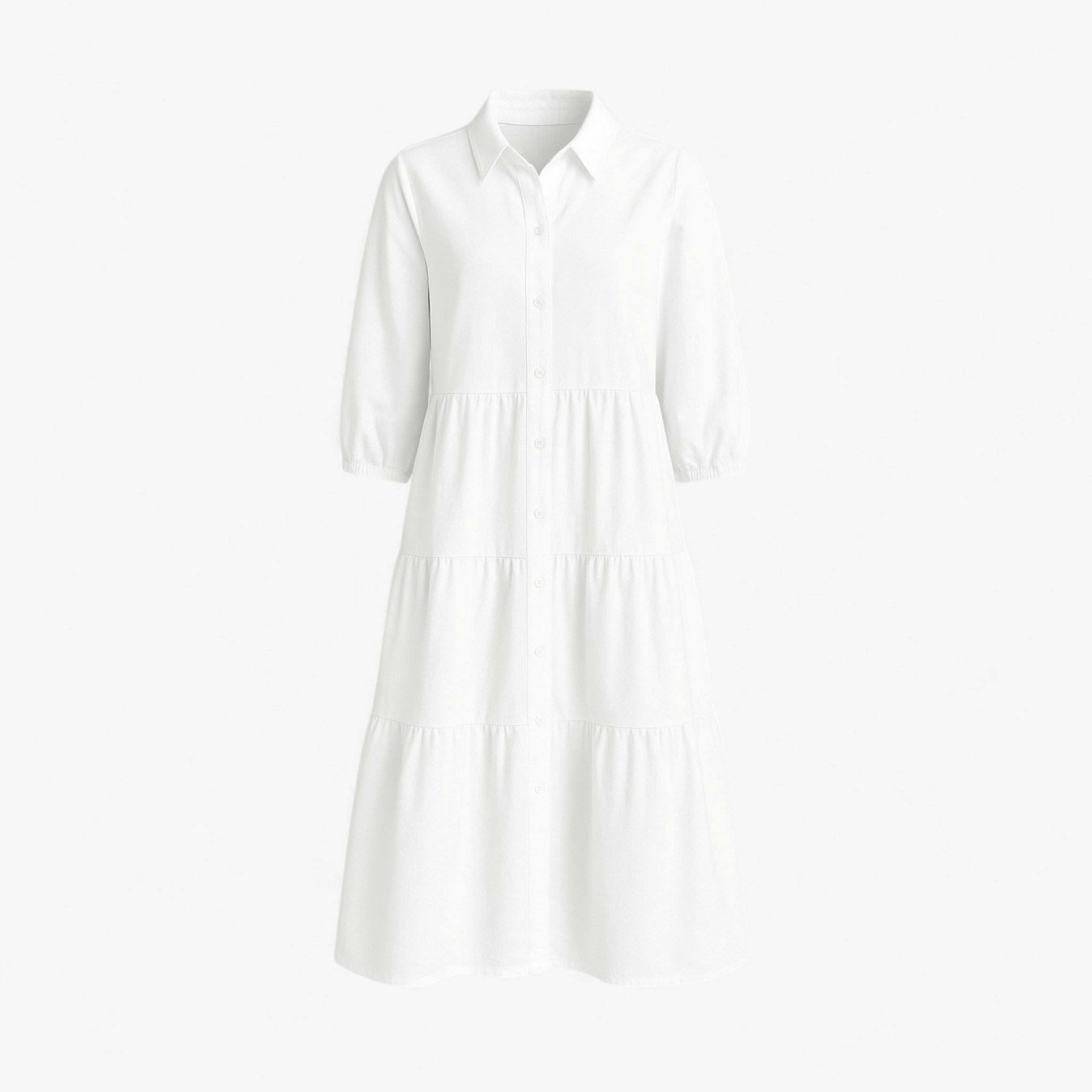 Dress : Lange Jurk Dames met Collo A Revers in Wit van Pantino