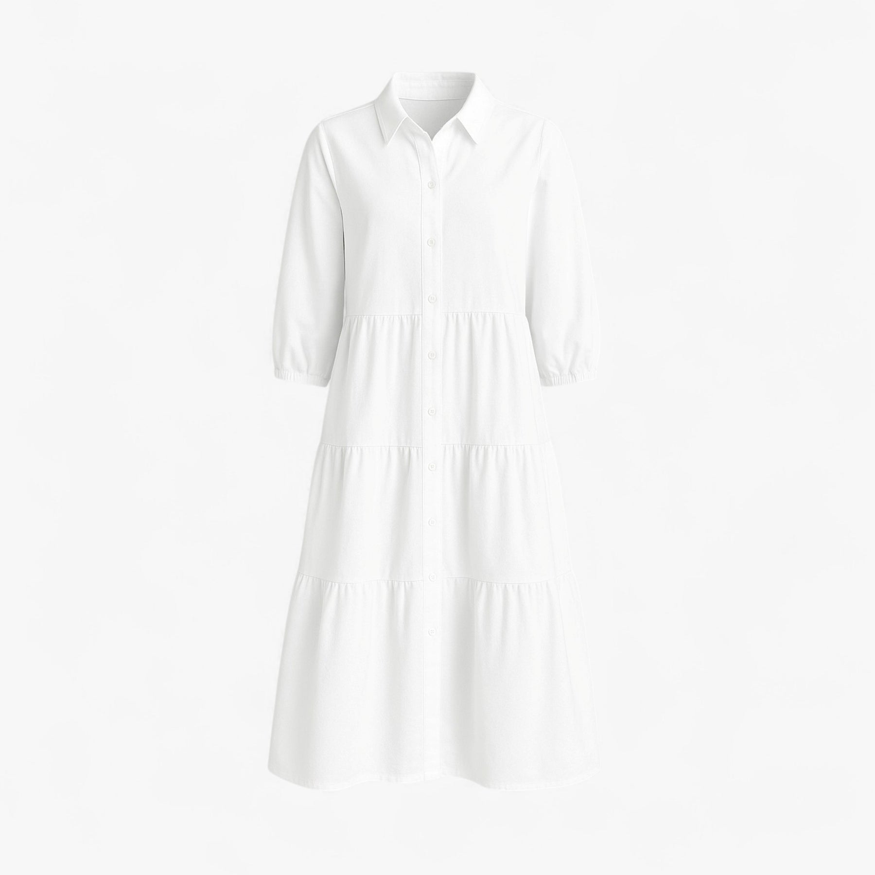 Dress : Lange Jurk Dames met Collo A Revers in Wit van Pantino