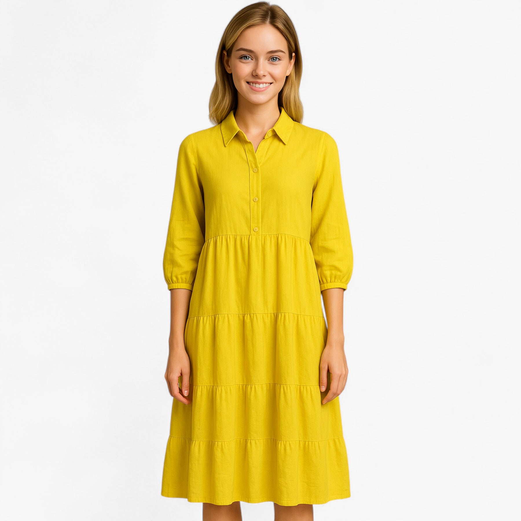 Dress : Lange Jurk Dames met Collo A Revers in van Pantino