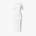 Midi Jurk Dames Wit - Met Spacco