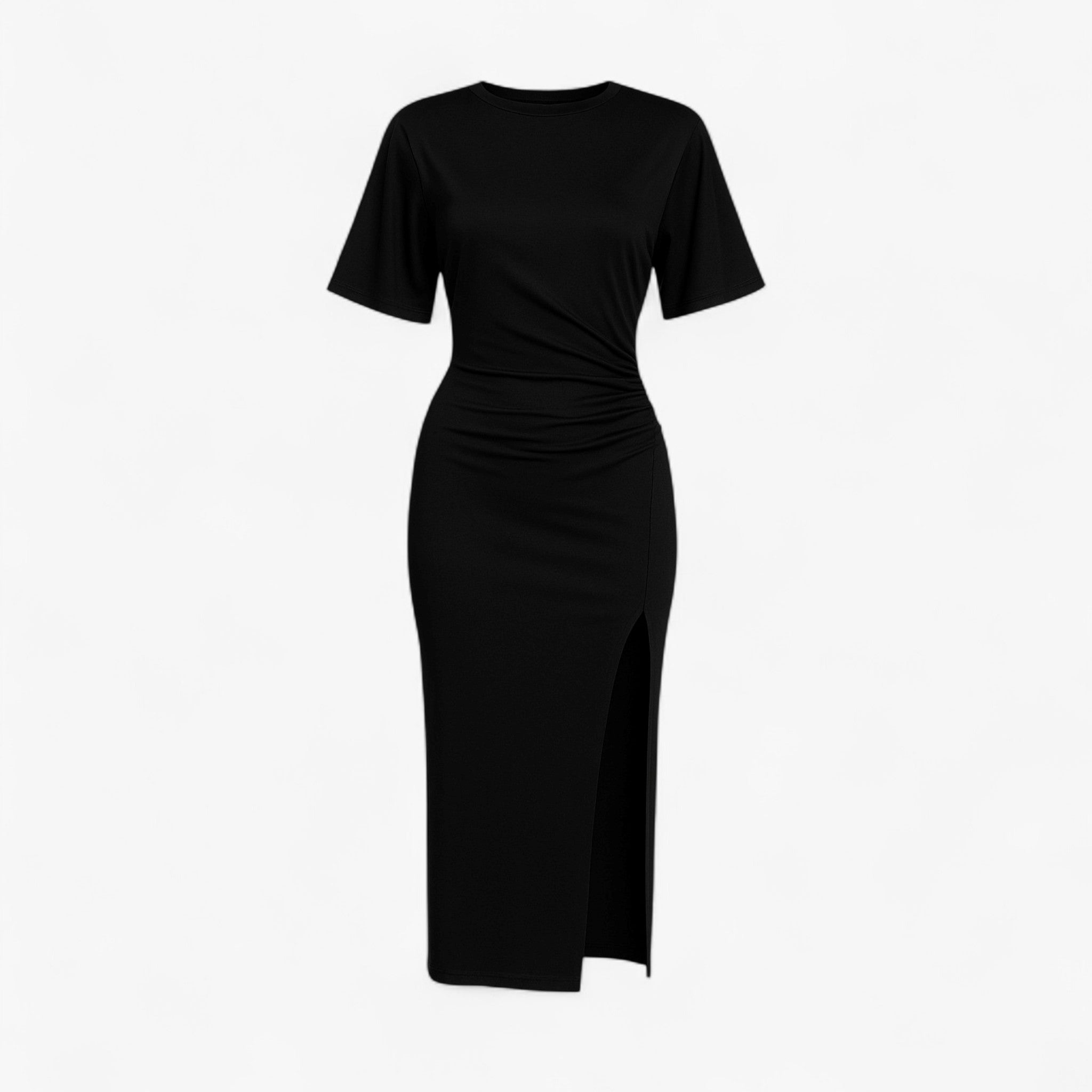 Dress : Midi Jurk Dames Wit - Met Spacco in Zwart van Pantino