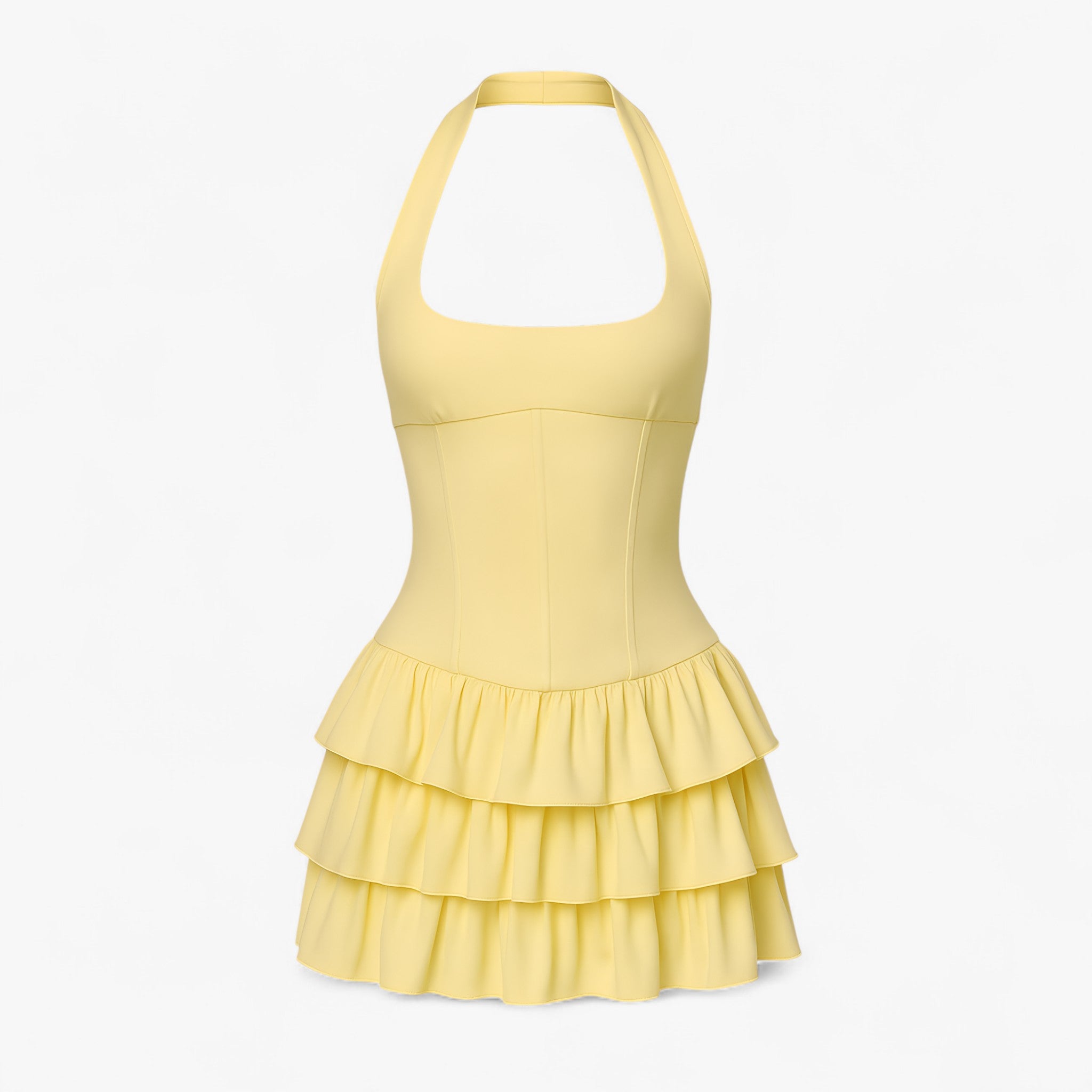Women's Dress : Mini Jurk Dames Pastelgeel in pastelgeel van Pantino