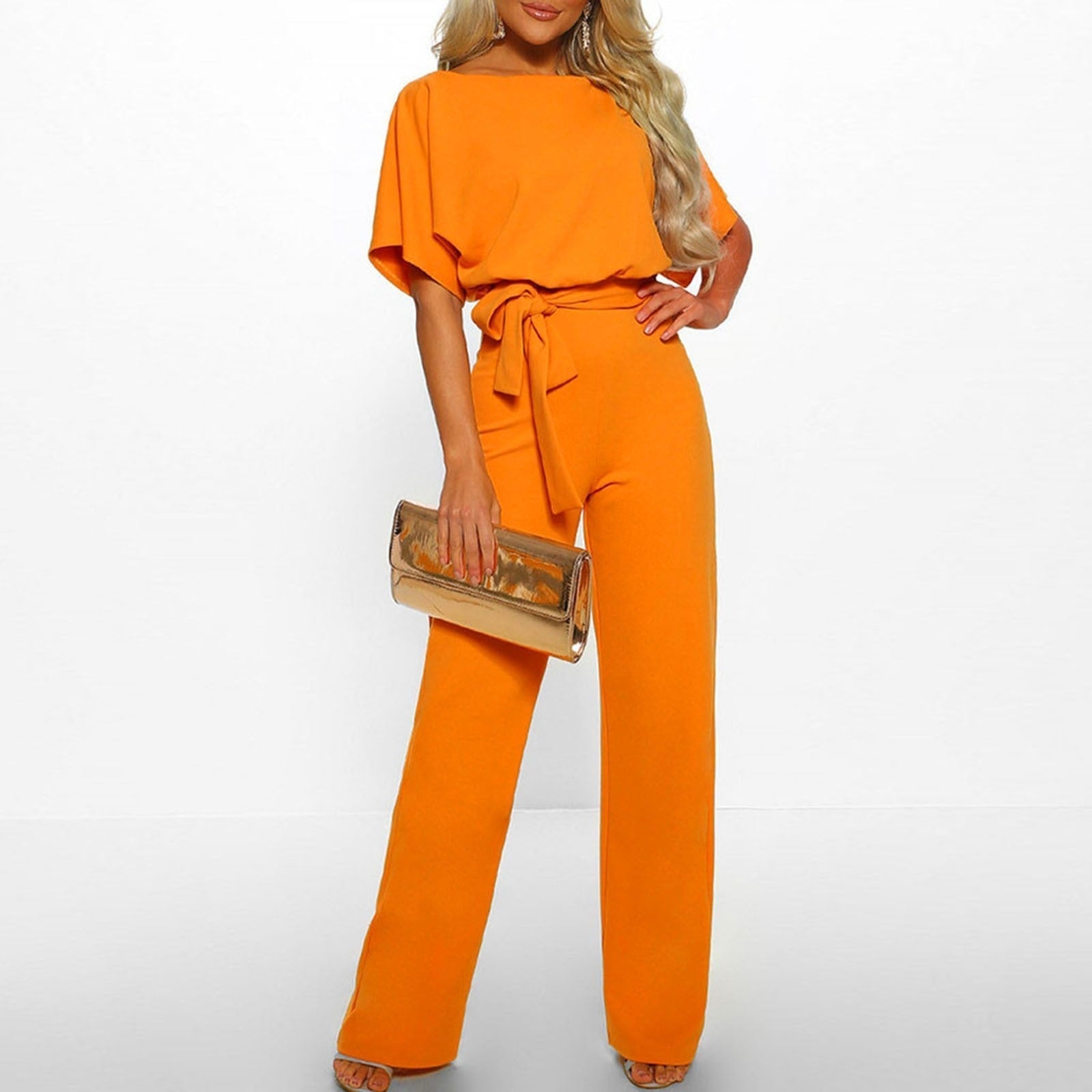 dresses : Combinaison Femme Fluide Élégante Ceinturée Large Parfaite in Jaune van Pantino