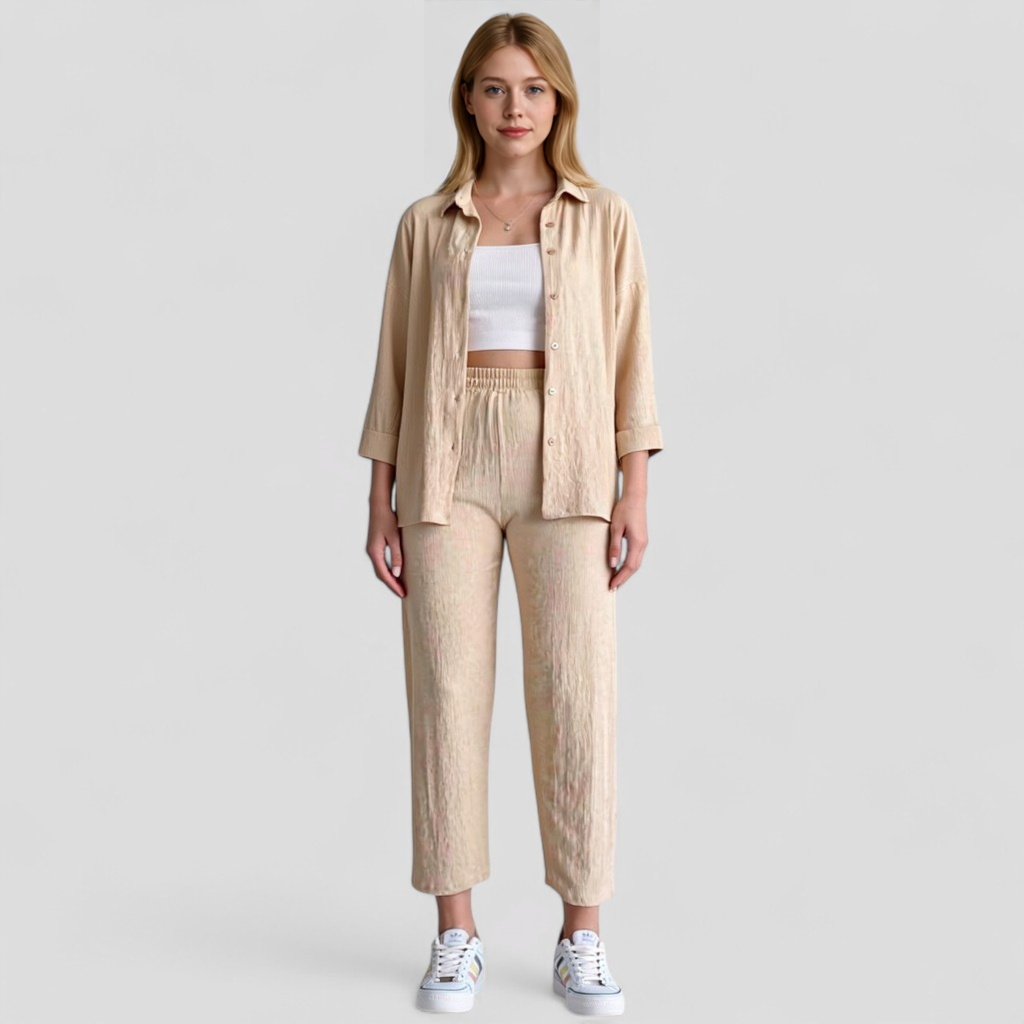 Women Set : Blouse Dames Zwart - Casual Zomer Set met en Broek in van Pantino