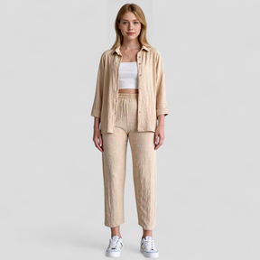 Women Set : Blouse Dames Zwart - Casual Zomer Set met en Broek in van Pantino