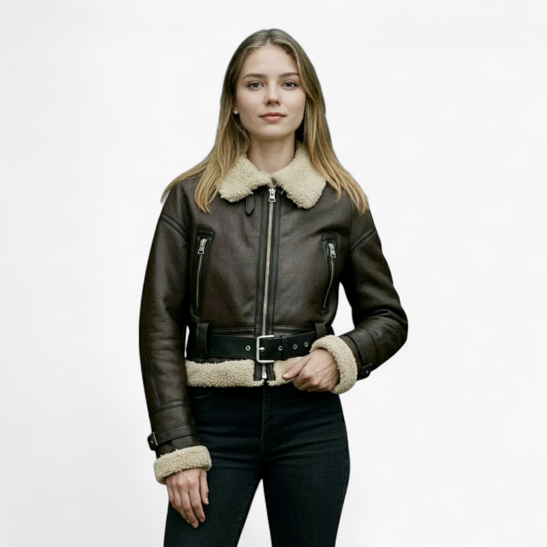 Jacket : Jas Dames Bruin - Vintage Lange Mouw Jasje in van Pantino