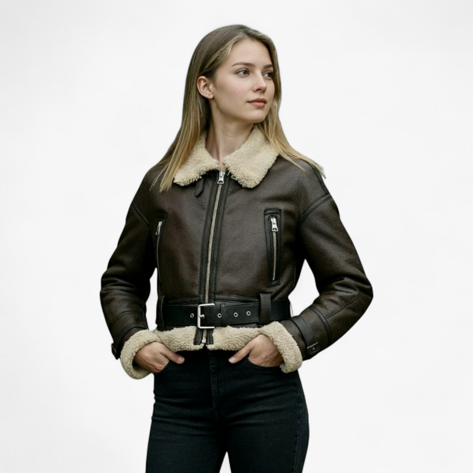 Jacket : Jas Dames Bruin - Vintage Lange Mouw Jasje in van Pantino