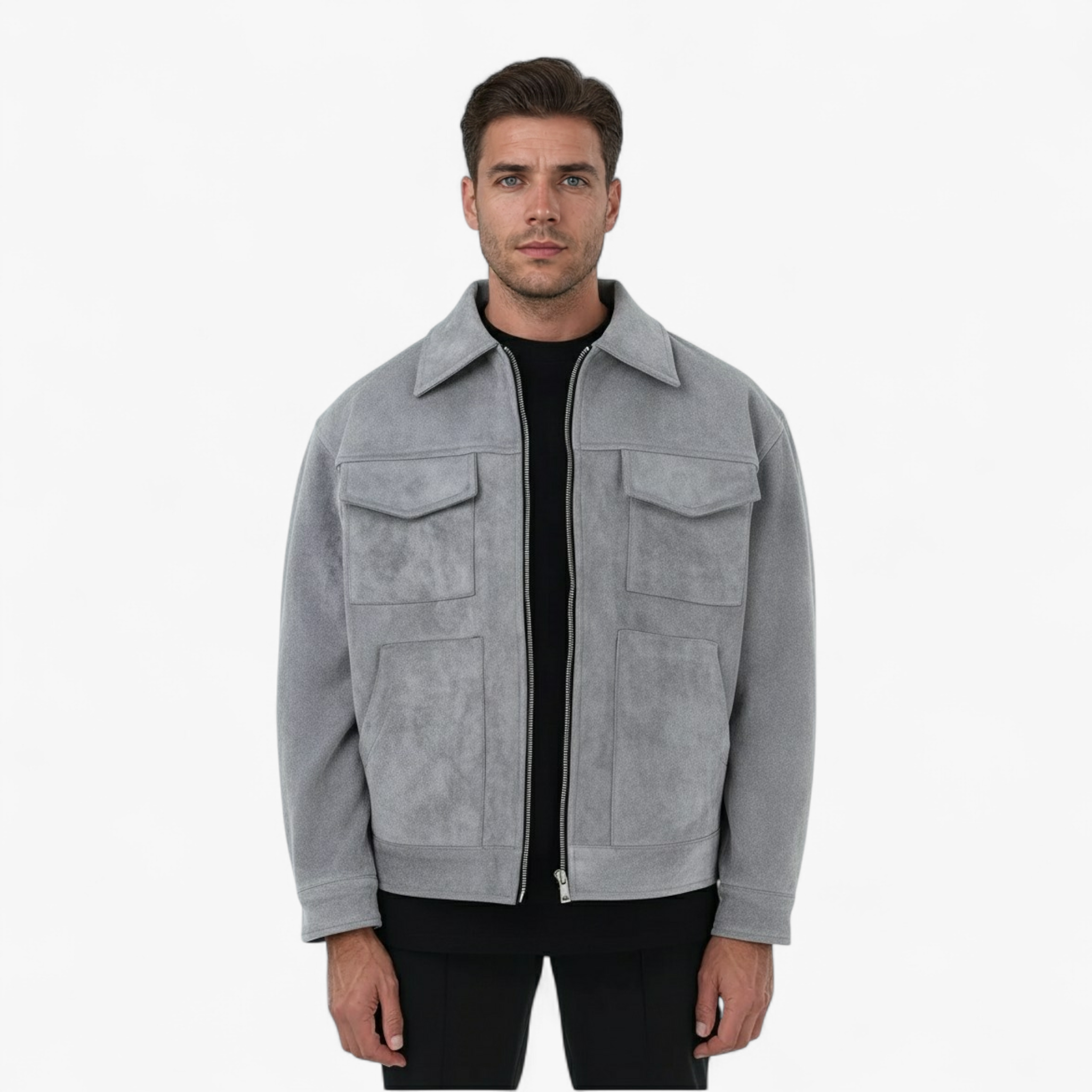 Herenjassen en -jassen : Heren Casual Multi Pocket Jas - Grijs in van Pantino