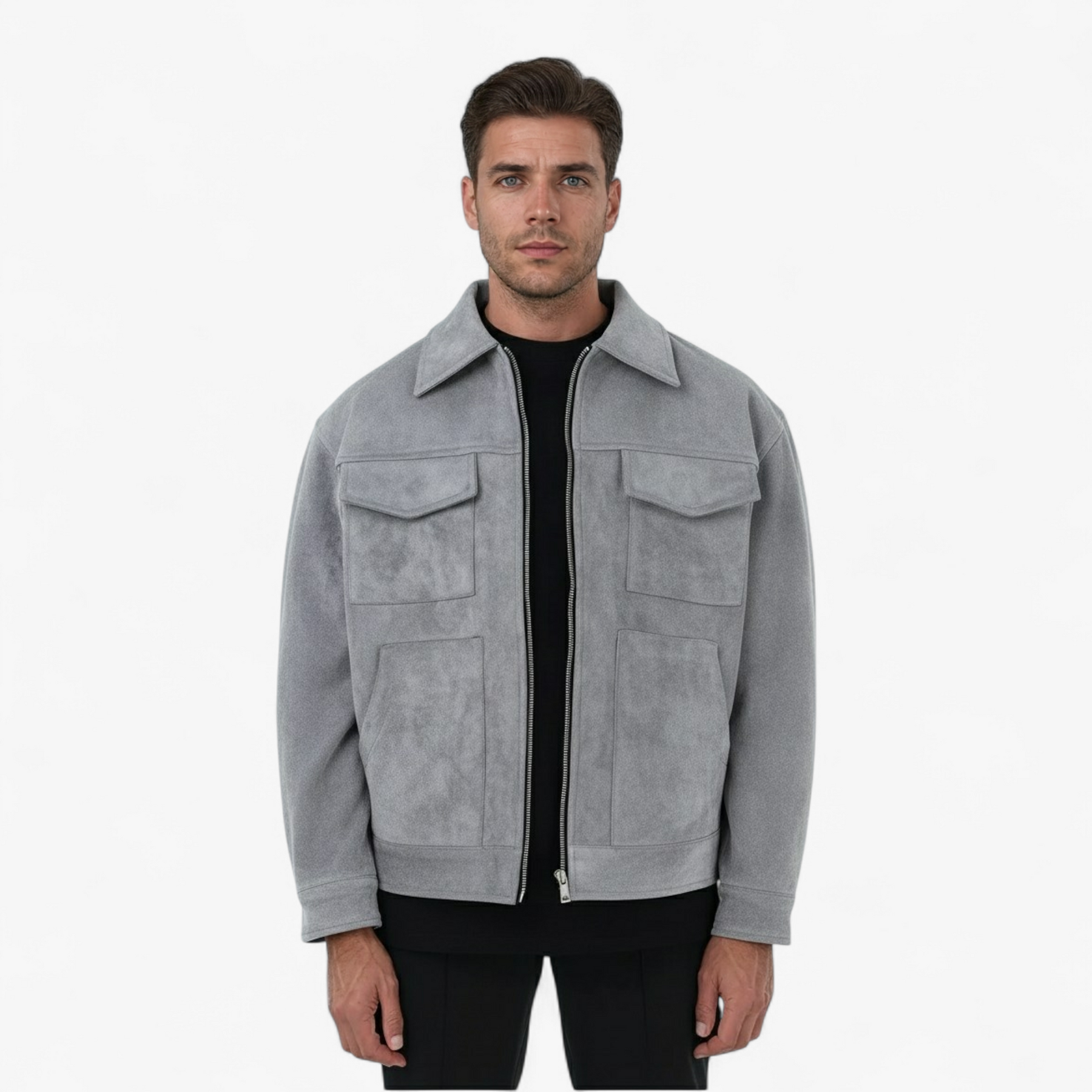 Herenjassen en -jassen : Heren Casual Multi Pocket Jas - Grijs in van Pantino