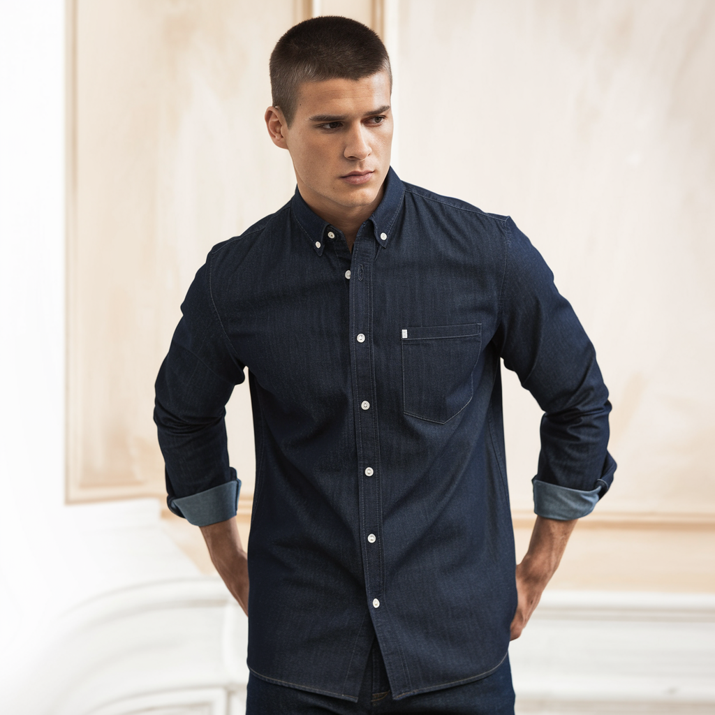 Men's Top Clothes : Spijkeroverhemd Axel voor Heren - Veelzijdig voor Alle Gelegenheden in van Pantino