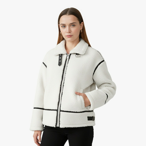 Damesjassen & -jacks : Dames Winterjas in Pluche voor Koude Dagen - Wit in van Pantino